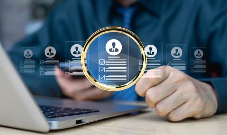 Customer data screening and verification icon set for payment security, representing background checks and fraud prevention